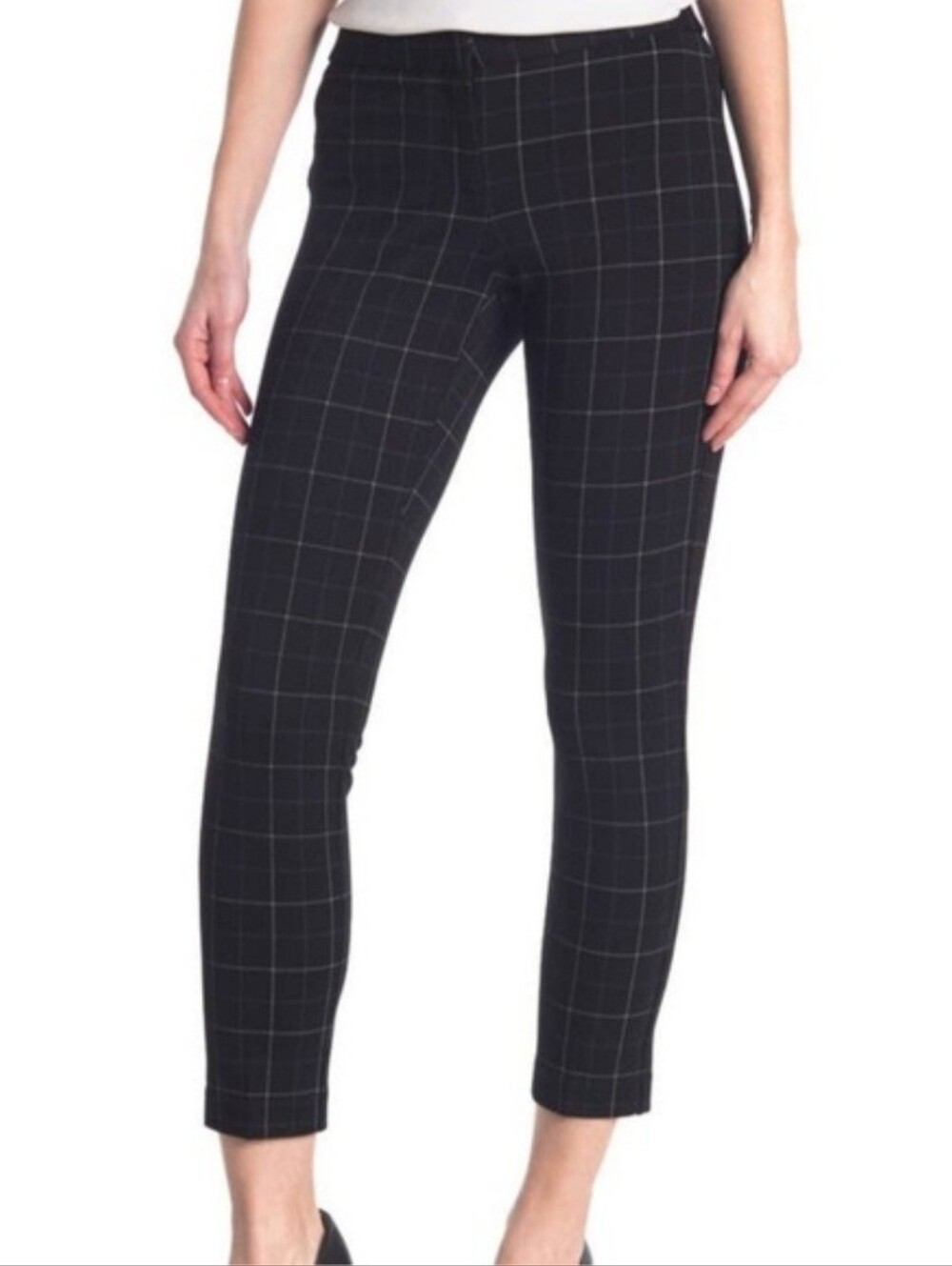 Black Windowpane Stretch Trousers